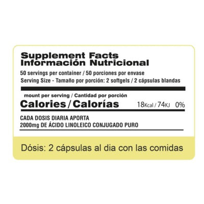 Tabla Nutricional CLA Pure 1000 USN