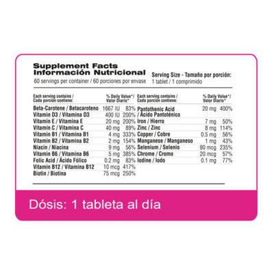 Tabla Nutricional Biotin skin, hair & nails 60caps Qualivits