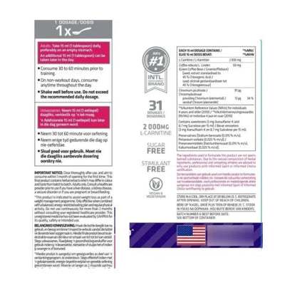 Tabla Nutricional Cápsulas vegetales Lipo6 Carnitina Nutrex - 60 Cáps