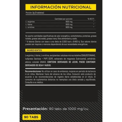 Tabla Nutricional BCAA 2:1:1 90ct ENA